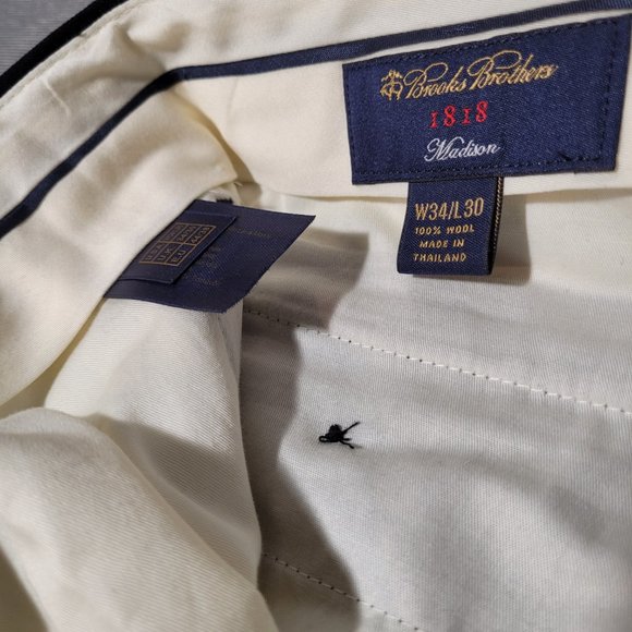 Brooks Brothers Madison Fit Midnight Blue Wool Gabardine Pants, Size 34x30 - Picture 3 of 3